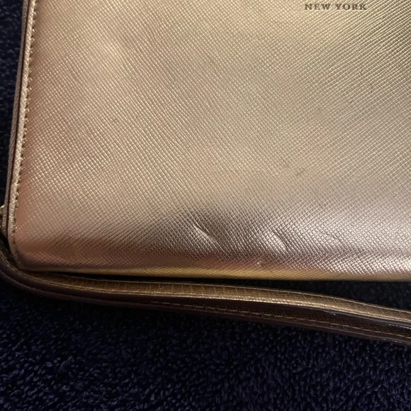 Kate Spade Gold Metallic Saffiano Leather Zip Around Wallet/Wristlet - Picture 4 of 14